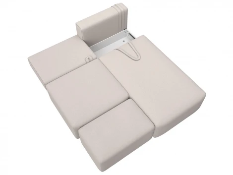 Диван угловой модульный с пуфом Лига-060 НПБ угол универсальный (ЛДСП,Брус,Фанера/Пластик/Замша/Бежевый) Лига Диванов 129692