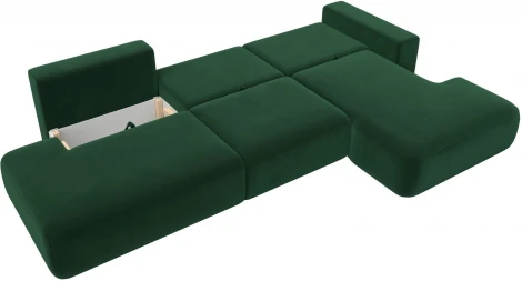 Диван угловой Лига-036 НПБ Модерн Лонг правый угол (Зеленый/Велюр) Лига Диванов арт.121427