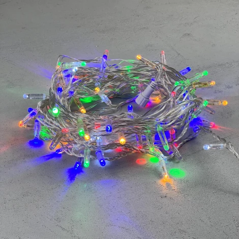 Гирлянда Нить с колпачком 10м разноцветная с мерцанием белого диода 220В, 100 LED, провод прозрачный Laitcom PST100BLWCAP-10-2M