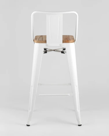 Стул полубарный Stool Group TOLIX WOOD со спинкой белый глянцевый УТ000001190