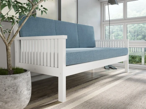 Диван Arsko Норман Б белая эмаль голубая рогожка