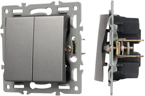 Механизм выключателя двухклавишный проходной SWT-MKP2-PL-GR (250V, 16A) (Arlight) 043729