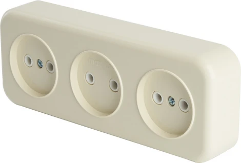 Розетка тройная без заземления (слоновая кость) Stekker Брест 49055