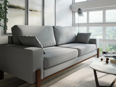 Диван Arsko прямой Хангель велюр серый