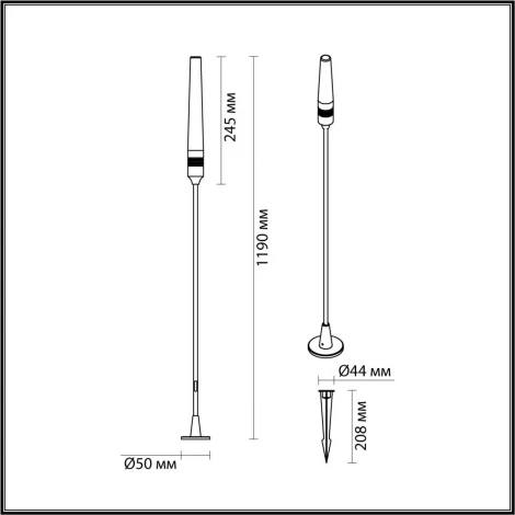 Ландшафтный наземный светильник Odeon Light Canna 7020/4GB 1190мм металл/акрил LED 4W 000K 24V (IP65)
