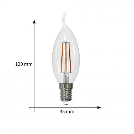 Лампочка светодиодная свеча на ветру прозрачная E14 9W 4000K Uniel LED-CW35-9W/4000K/E14/CL/DIM GLA01TR