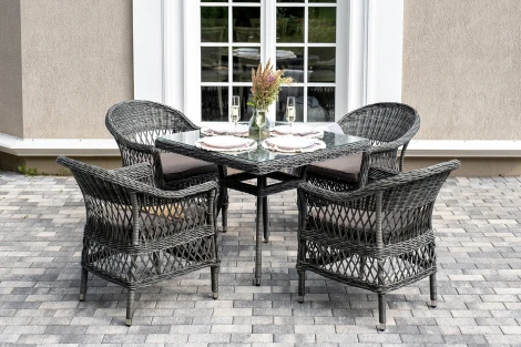 "Сицилия" обеденная группа плетеная, цвет графит 4SIS арт.УТ-00007685