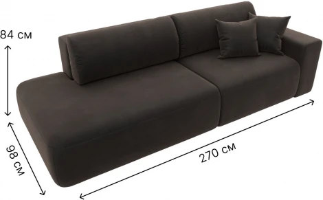 Диван прямой Лига-036 НПБ Модерн подлокотник справа (Коричневый/Велюр) Лига Диванов арт.121343