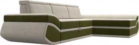 Диван угловой Лига-032 правый угол (Бежевый,Зеленый/Микровельвет) Лига Диванов арт.121649