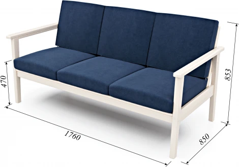 Диван Arsko прямой Лориан Б беленый дуб велюр синий