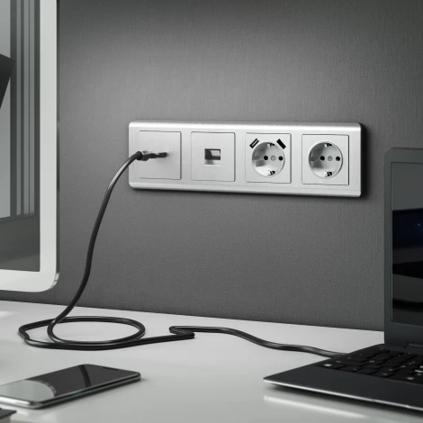 Накладка для розетки HDMI (серебряный рифленый) Werkel WL09-HDMI-CP (a041304)