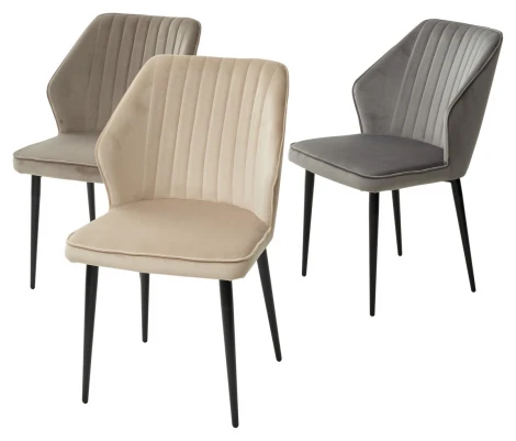 Стул SEATTLE-V БЕЖЕВЫЙ #5, велюр / черный каркас