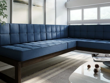 Диван Arsko угловой Сега У венге велюр синий