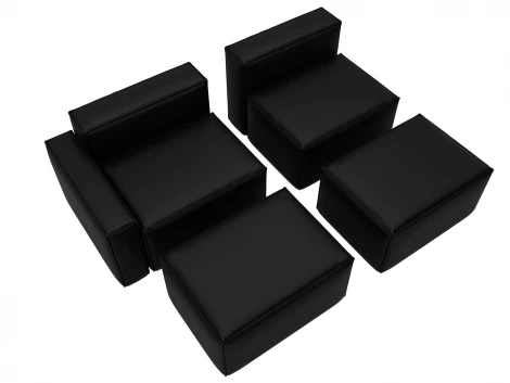 Диван угловой модульный Лига-063 угол левый (ДСП/Пластик/Экокожа/Черный) Лига Диванов 129790L