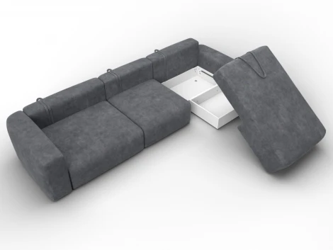 Диван угловой Лига-066 НПБ Лонг угол правый (ЛДСП,Фанера,Брус,Велюр/Темно-серый) Лига Диванов 131217