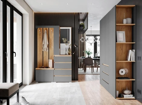 Шкаф Woodville Элла ШК 05 серый графит 0162 / дуб крафт золото арт.586717