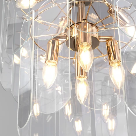 Подвесная люстра Wi-Fi Eurosvet Claire 60170/8 золото (220V, управление смартфоном, голосовое управление, умный дом - Minimir Home, Алиса, Маруся, Салют, на тросе)