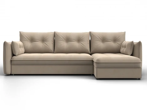 Диван угловой Лига-100 НПБ угол универсальный (ДСП,Фанера/Пластик/Велюр/Бежевый) Лига Диванов 133678