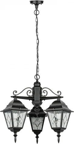 Уличный светильник подвесной Oasis Light QUADRO M lead GLASS 79970MlgW/3 Bl (220V, на цепи, фонарь, IP44)