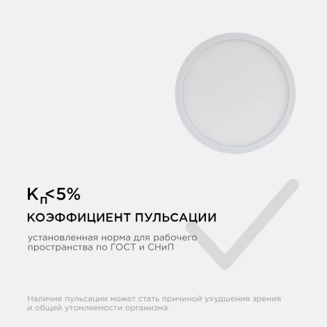 Потолочный светильник светодиодный круглый 220В 18Вт 1440лм изолированный драйвер 6500K Apeyron 06-64