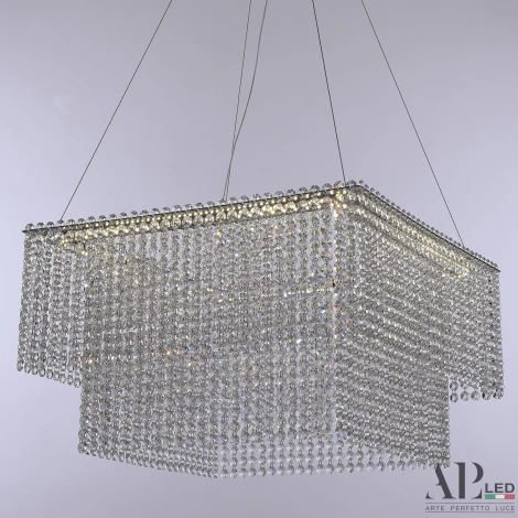 Подвесная люстра светодиодная APL LED Sicilia SH04.52.C.Ni.4000 (220V, хрусталь, на тросе)