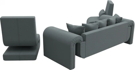 Набор Волна-1 (диван, 2 кресла) (Серый/Рогожка) Лига Диванов арт.125326