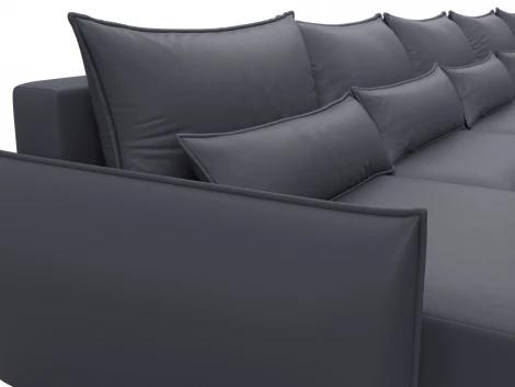 Диван П-образный Лига-051 НПБ МегаЛонг (ЛДСП,Брус,Фанера/Пластик/Экокожа/Серый) Лига Диванов 129901