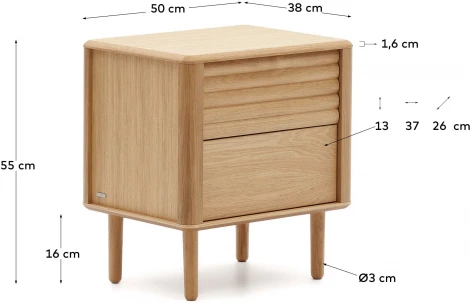 Lenon Тумбочка с 2 ящиками из шпона дуба 50 x 55 см La Forma (ex Julia Grup) арт.160929