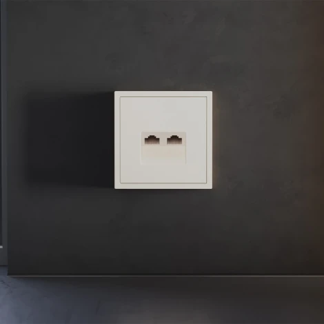 Накладка для розетки компьютерной двойной RJ45+RJ45 кат.6 (хлопок) Voltum S70 VLS001413