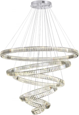 Подвесная люстра ярусная большая в виде спирали Odeon Light Vekia 4930/260L хром/прозрачный металл/хрусталь LED 260W VEKIA (220V, на тросе, спираль)