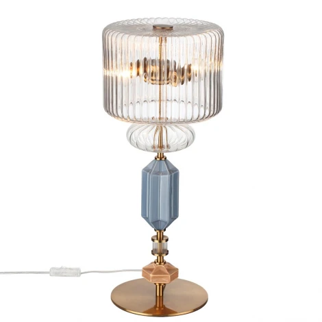 Настольная лампа с выключателем Odeon Light Terra 5414/2TA античная бронза/терракот/синий/металл/керамика E14 2*40W