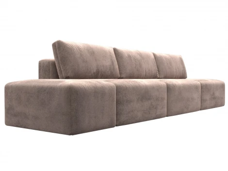 Диван прямой модульный с пуфом Лига-060 НПБ Лонг (ЛДСП,Брус,Фанера/Пластик/Велюр/Бежевый) Лига Диванов 129475