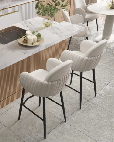 Стул полубарный Wave Stripes букле белый Stool Group арт.УТ000039363