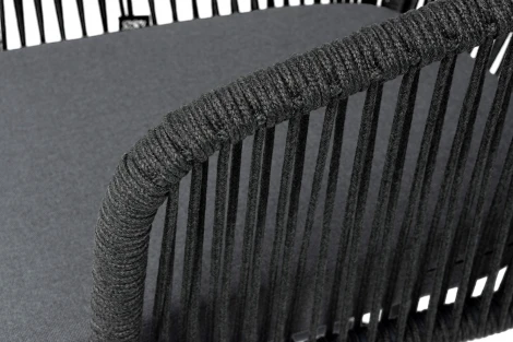 "Марсель" стул барный плетеный из роупа, каркас из стали темно-серый (RAL7024) муар, роуп темно-серый круглый, ткань темно-серая 027 NEW 4SIS MAR-BCH-st002 RAL7024 Mua D-grey(D-gray027)