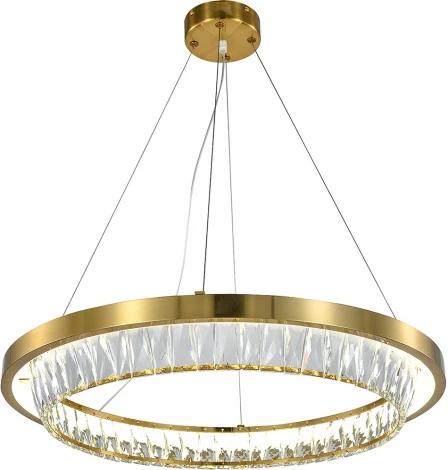 Подвесной светильник (12045/1P Brass) Indigo Riva V000102L (LED, 220V, хрусталь, на тросе, кольцо)