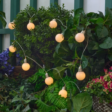 Садовая гирлянда на солнечной батарее «Матовые лампочки». 10 светодиодов, 1*АА Ni-Mh аккумулятор в/к. IP44 Uniel USL-S-126/PT1800 FROST BULBS