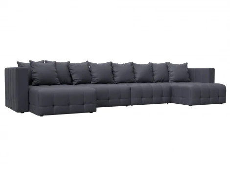 Диван П-образный Лига-052 НПБ Лонг (ЛДСП,Брус,Фанера/Пластик/Экокожа/Серый) Лига Диванов 129921