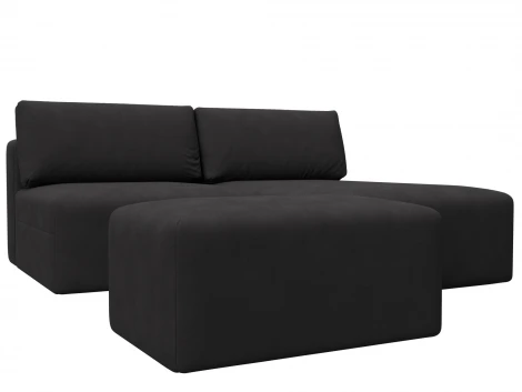 Диван угловой модульный с пуфом Лига-060 НПБ угол универсальный (ЛДСП,Брус,Фанера/Пластик/Замша/Коричневый) Лига Диванов 129690