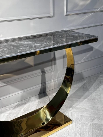 Стол-консоль IST-CASA Прайм IST-803,120х40х78 см, черный мрамор/золотой