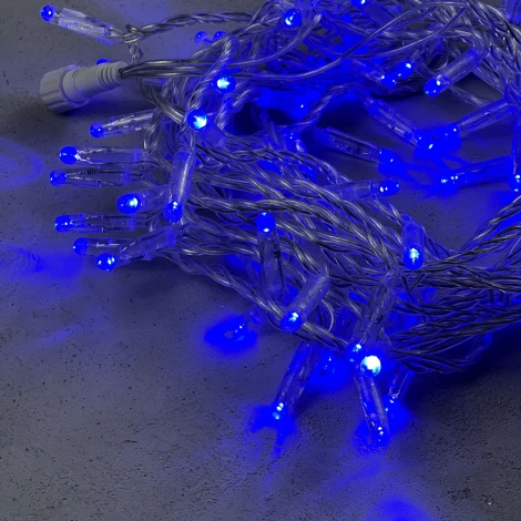 Гирлянда Нить с колпачком 10м синяя 220В, 100 LED, провод прозрачный ПВХ, IP65 Laitcom PST100CAP-10-2B