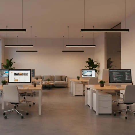 Подвесной светодиодный светильник линейный 5000K алюминий/черный Uniel ULO-K10D 52W/5000K/L120/H IP40 BLACK