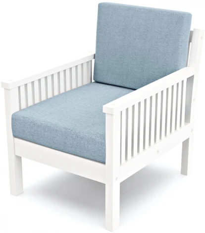 Кресло Arsko Норман белая эмаль голубая рогожка