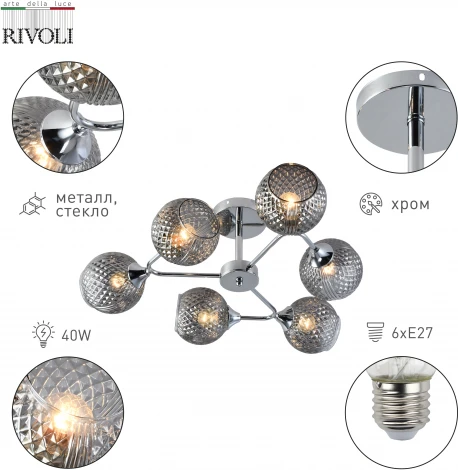 Потолочная люстра на штанге Rivoli Haley 3137-306