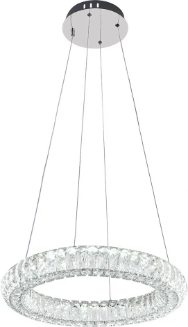 Подвесной светодиодный светильник Escada Royal 620/S LED 50Вт, 3000К-6000К, ПДУ, изменение цветовой температуры, металл/хрусталь, хром/прозрачный (регулировка яркости, 220V, на тросе, кольцо)