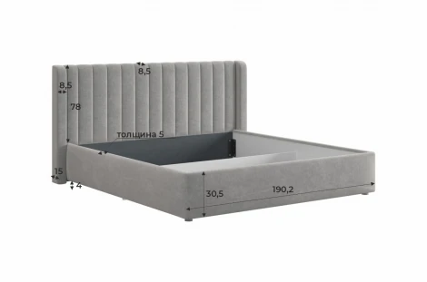 Каркас кровати Ева 180х200 см Mebelson (ДСП,ЛДСП,Велюр/Серый) арт.176252,2173