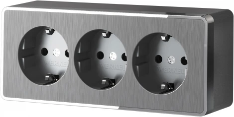 Розетка тройная с заземлением и шторками (графит рифленый) Werkel W5073104 (a052595)