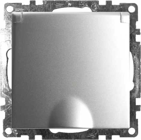 Розетка с заземлением защитной крышкой и шторками (серебро) Stekker Катрин 39580