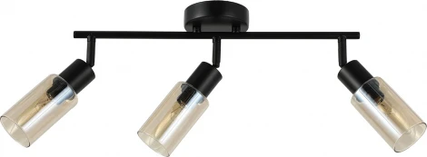 Настенно-потолочный спот на штанге Escada Sector 10172/3A Amber 3x40Вт E14, металл/стекло, черный/янтарный (220V)