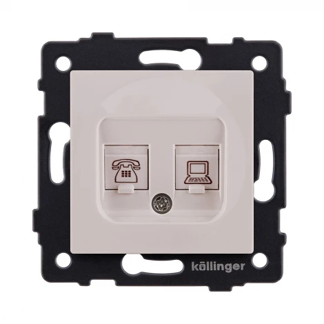 Розетка двойная RJ11 + RJ45 кашемир матовый Kollinger REA-011CM для Aspekt, Eleganz, Reflex