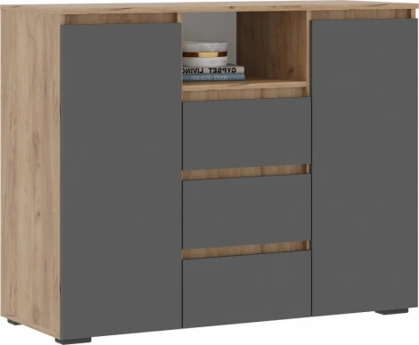 Комод Элла КМ 1 (Элла КМ 01 серый графит / дуб крафт золото) Woodville арт.586664